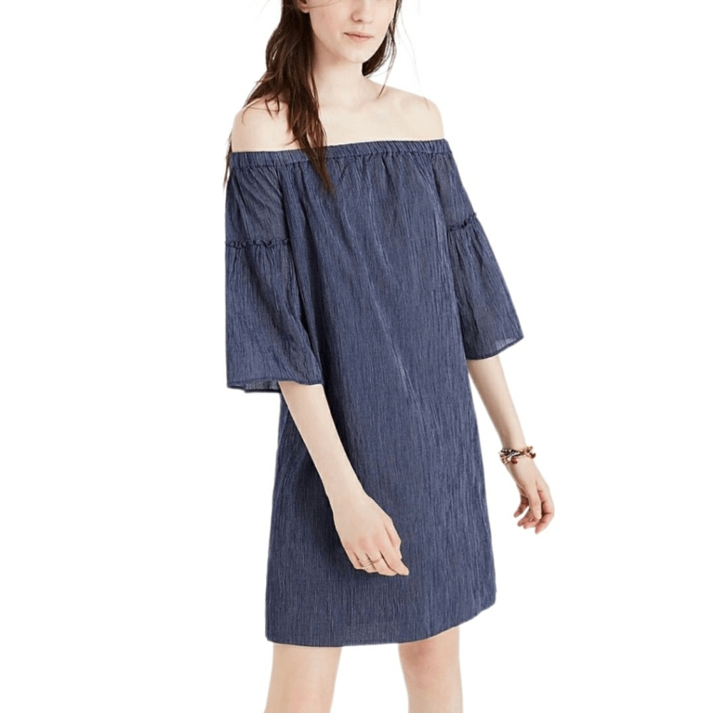 Madewell 00 Off the Shoulder Bell Sleeve Cotton Mini Dress